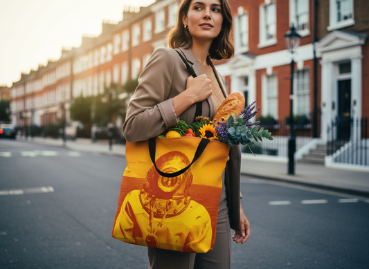 Kalymnos Sponge Diver Tote Bag - Vibrant Yellow-Orange Gradient Print - in London