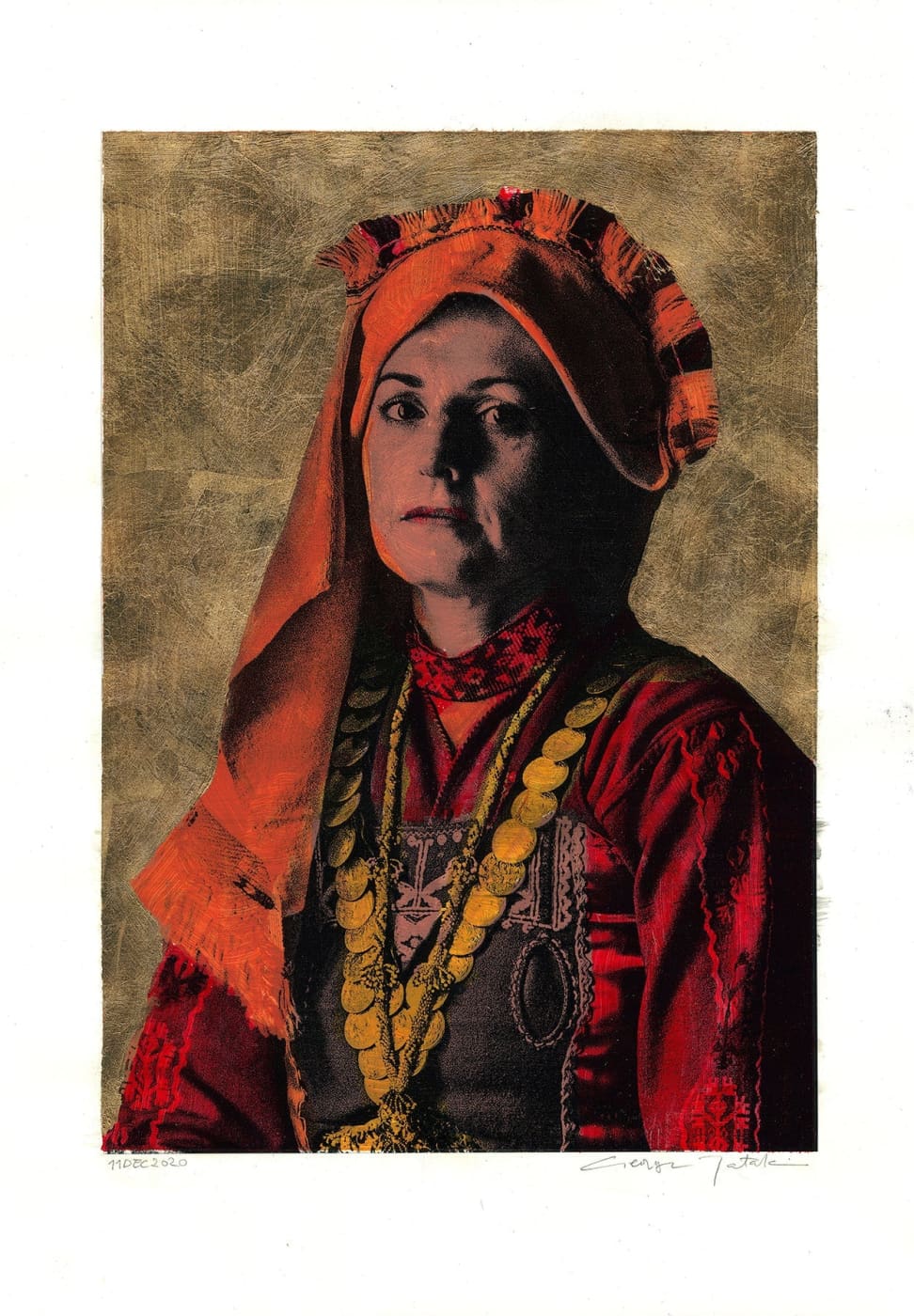 Wall Art Living Room Decor - George Tatakis | Greece | Painting. Thracian lady #9 | Worldwide Shipping