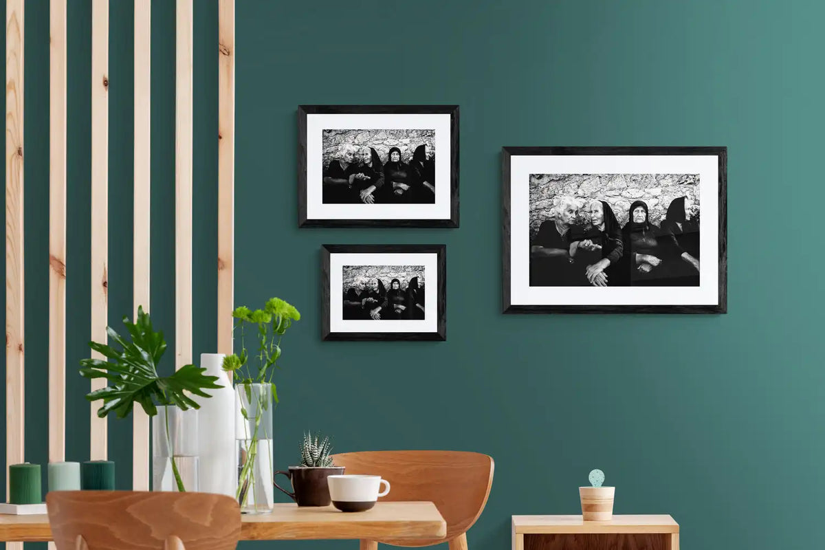 Black and White Photography Wall Art Greece | Gossiping in Egglouvi Lefkada Ionian by George Tatakis - framing options