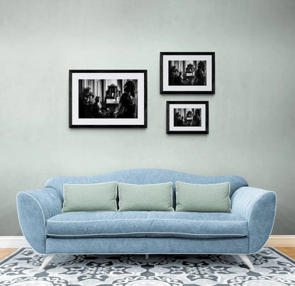 Black and White Photography Wall Art Greece | Three ladies in the traditional costumes of Symi island inside a house Dodecanese Greece by George Tatakis - framing options