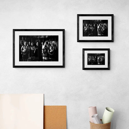 Black and White Photography Wall Art Greece | Costumes of Kladorachi with a local priest Florina W. Macedonia by George Tatakis - framing options