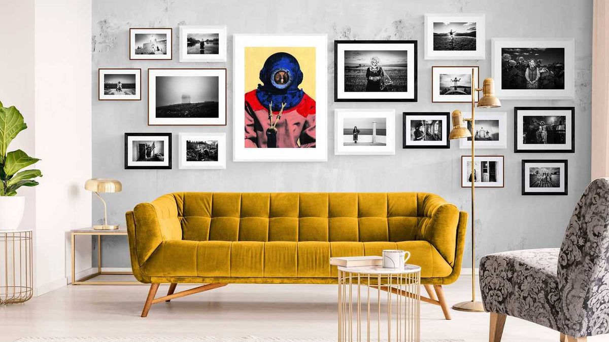 George Tatakis artwork, framed in a room