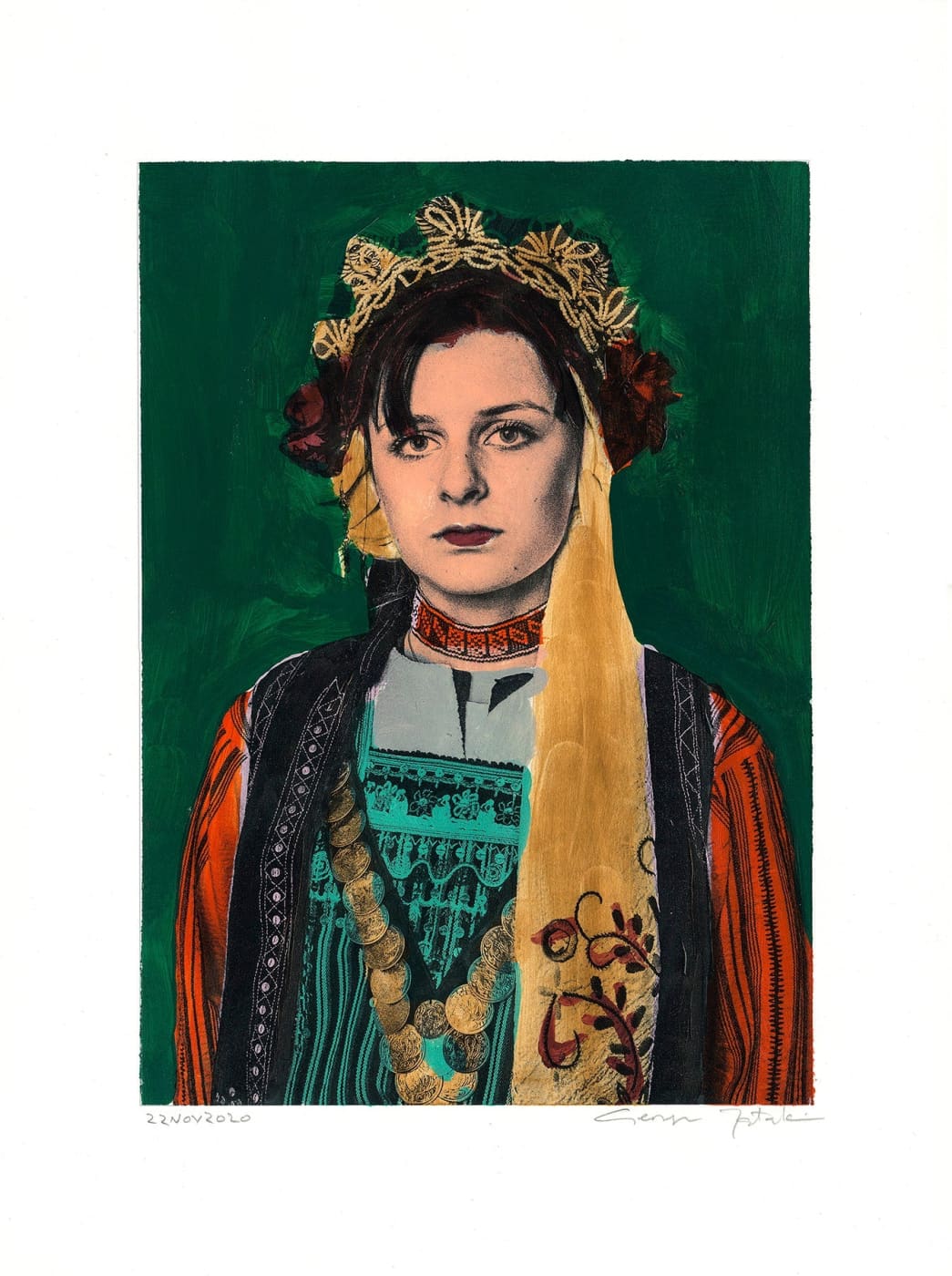 Wall Art Living Room Decor - George Tatakis | Greece | Painting. Thracian lady #1. | Worldwide Shipping