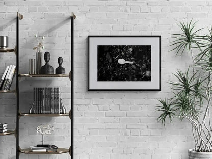 Black Pebbles and Shovel | Santorini | Chorōs | Black-and-white wall art photography from Greece