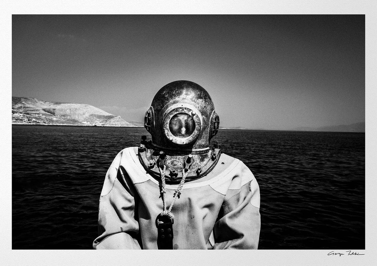 Black and White Photography Wall Art Greece | Diver in Kalymnos Dodecanese
