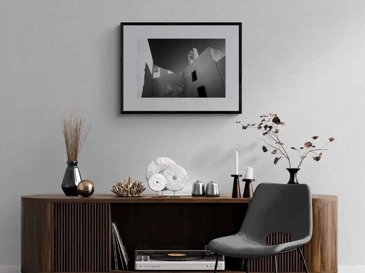 Bell and Shadow | Santorini | Chorōs | Black-and-white wall art photography from Greece