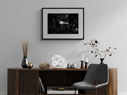 Black Pebbles and Shovel | Santorini | Chorōs | Black-and-white wall art photography from Greece