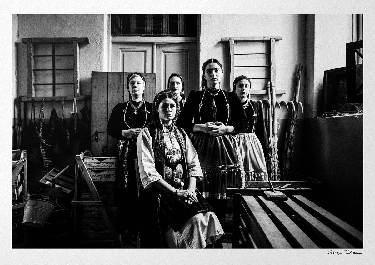 Black and White Photography Wall Art Greece | Costumes of Polypotamos at the local Museum Florina W. Macedonia by George Tatakis