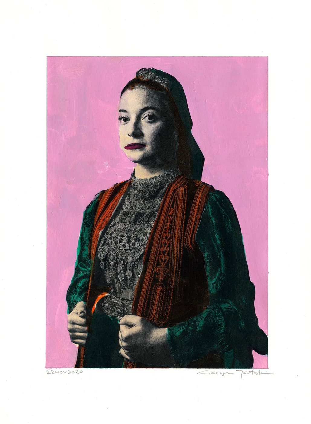 Wall Art Living Room Decor - George Tatakis | Greece | Painting. Lady in Ioannina #2. | Worldwide Shipping
