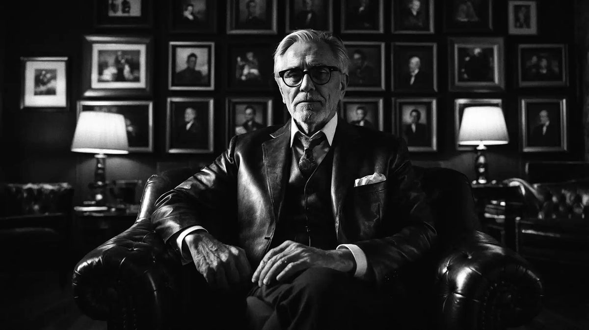 A collector of George Tatakis' photography, sitting in his living room